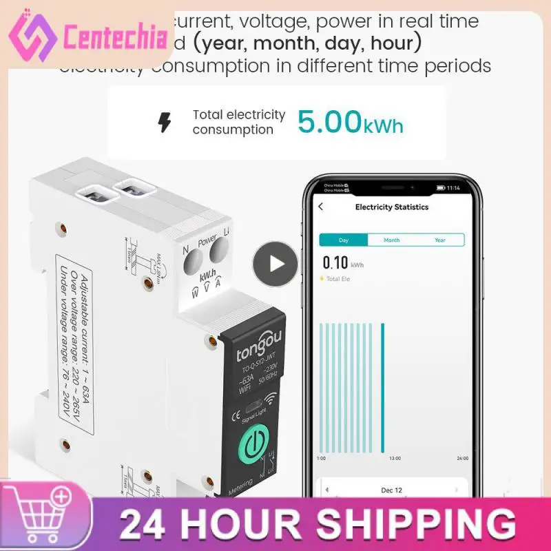 

2/3/5PCS Wifi Smart Circuit Breaker Consumption Monitor Ac90-280v Tuya Breaker Voice Control Timing Remote Control Switch