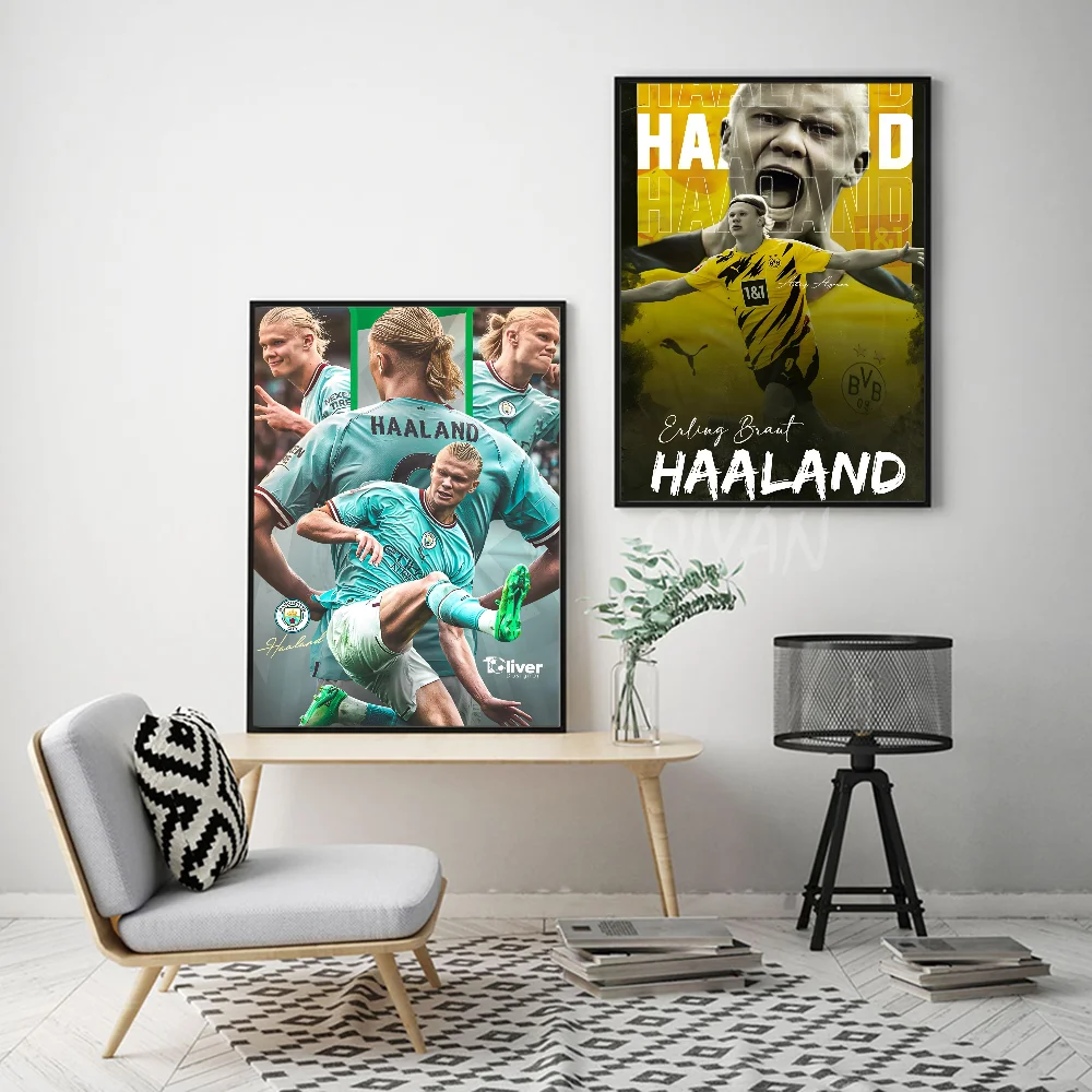 E-Erling B-Braut FootballStar H-Haaland плакат с бумажным принтом для дома гостиной спальни входа