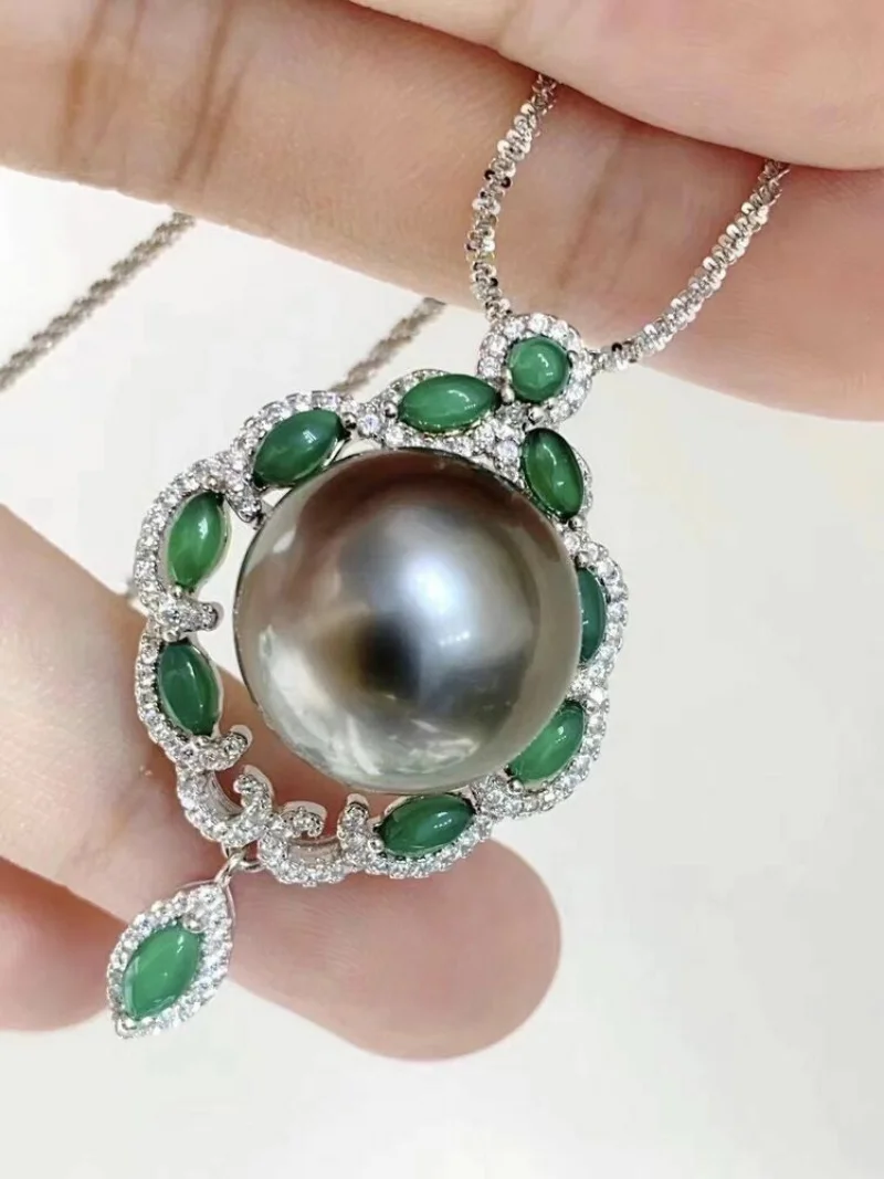 

Потрясающее ожерелье-чокер 10-11 мм из стерлингового серебра 925 пробы с Круглым Черным и зеленым жемчугом таитянского плетения 925