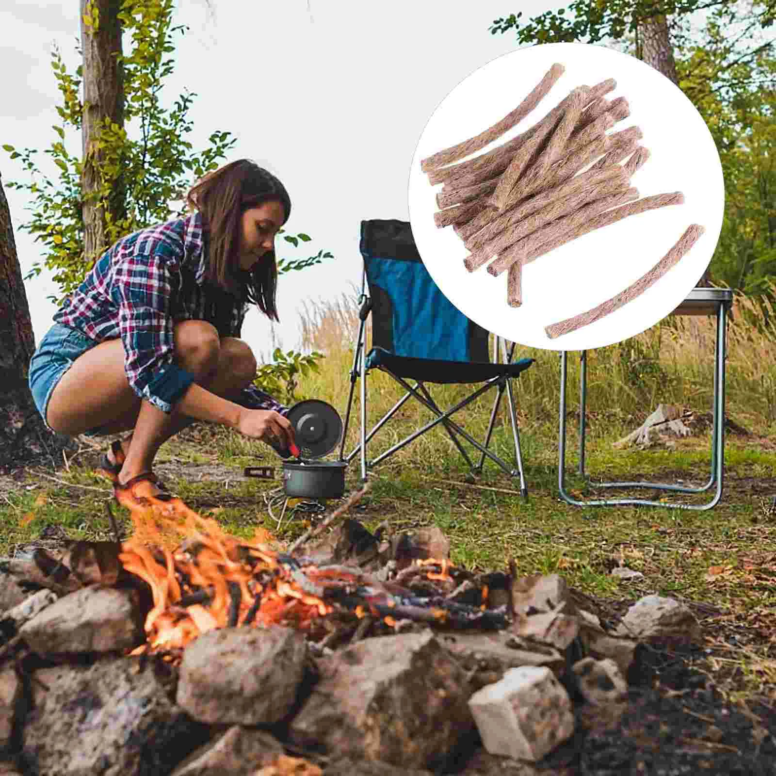 

20 Pcs Kindling Tinder Rope Hiking Matchlock Wick Cord Camping Fire Starters Travel