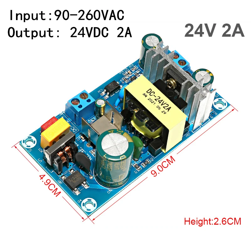 para dc 24v 2a Módulo de Fonte de Alimentação 48w Módulo de Fonte de Alimentação Placa Interruptor Ac-dc Interruptor de Alimentação Placa de Alimentação Dc-24v-2 ac 90260v