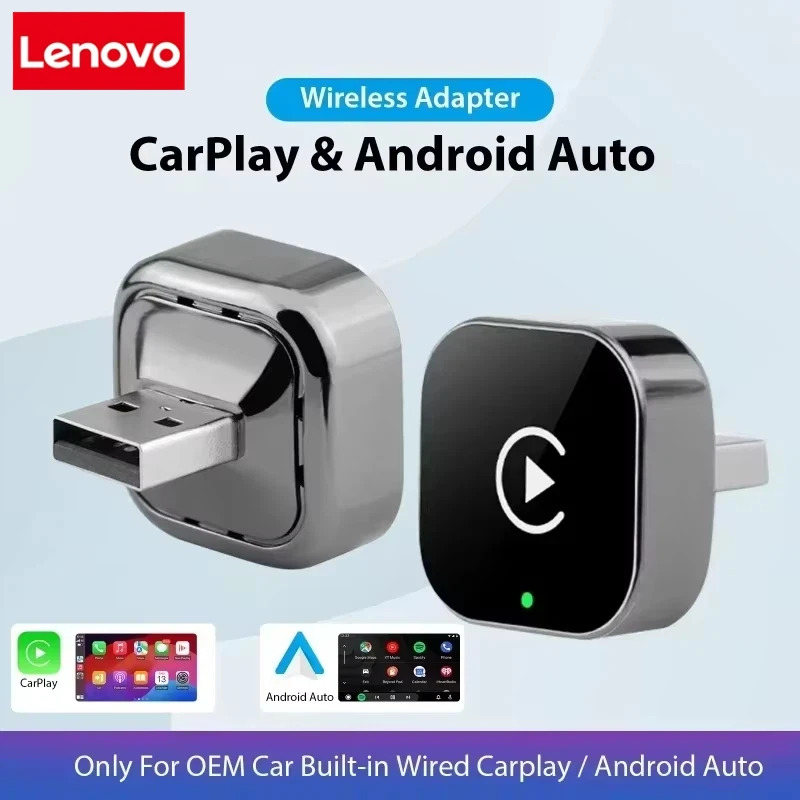 Фото Lenovo Smart Wireless CarPlay Adapter Android Auto Dongle Hassle-Free Plug&Play Stable BT WiFi Connect For Volvo VW Audi Benz №3