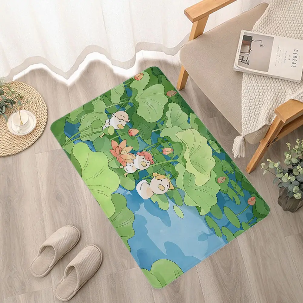 Фланелевый напольный коврик с принтом зеленых растений декоративный ковер для