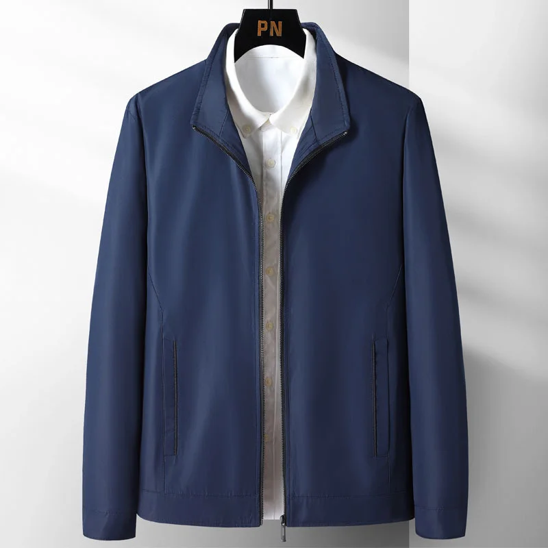 

New casual jacket in spring and autumn of 2023, middle-aged men's thin lapel windbreaker, solid color, father's coat