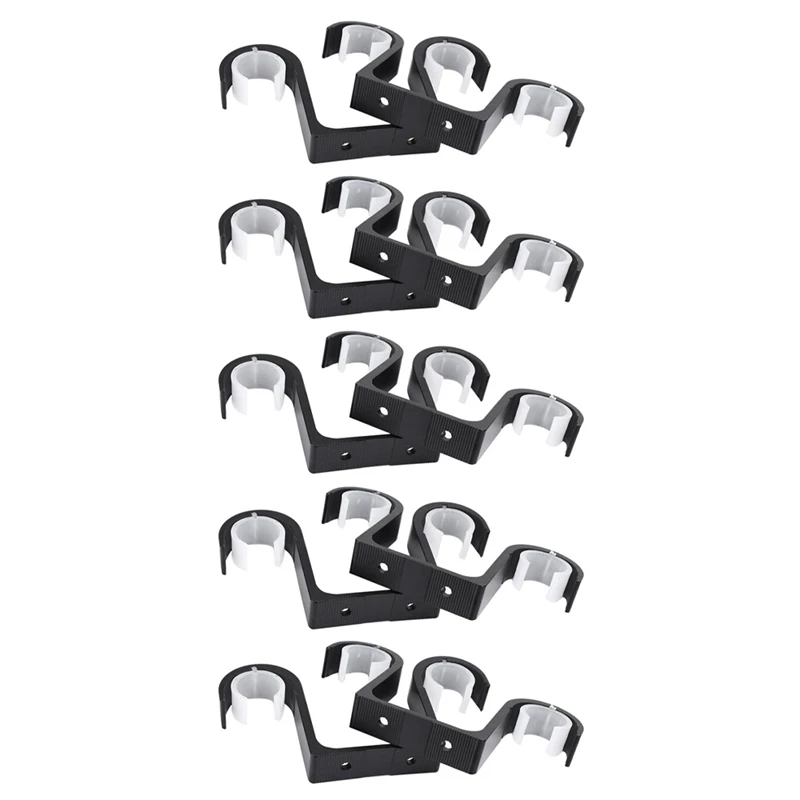

10Pcs Double Curtain Rod Brackets Ceiling Mount Supports Aluminum Alloy Black