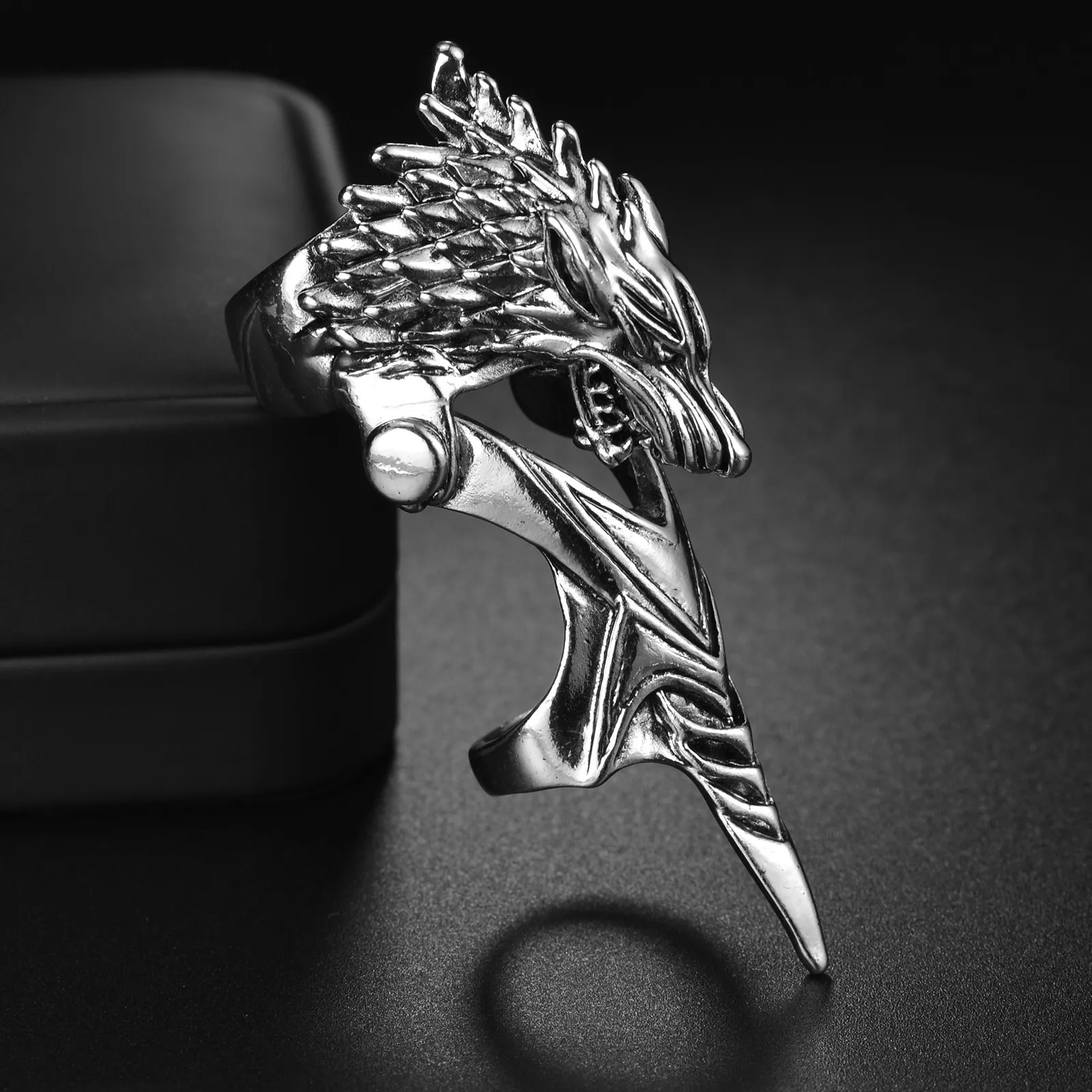 Готические кольца с головой волка на полный палец панк-рок прокрутка сустав