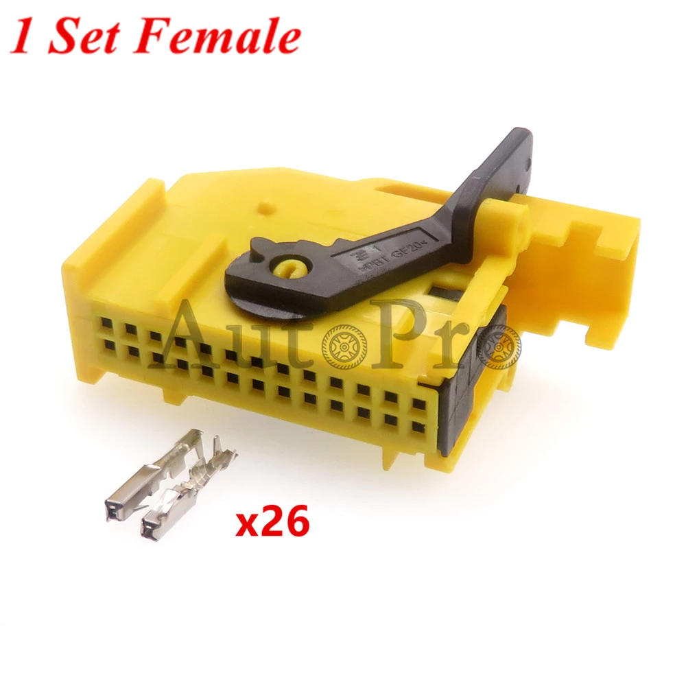 

1 компл., 26 отверстий, 144934-1, гнездо для приборной панели автомобиля с низким током для VW 185879-1 185226-1, желтого цвета