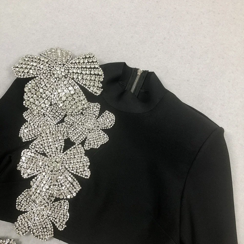 Роскошное сверкающее черное бриллиантовое платье комплект из 2 комплектов