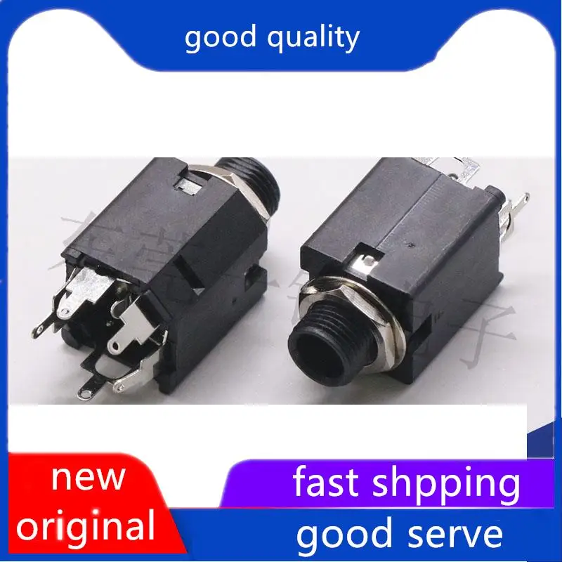 

10pcs original new 6.35-630BS all plastic with nut 6.35MM microphone amplifier sound 5-pin stereo headphone socket