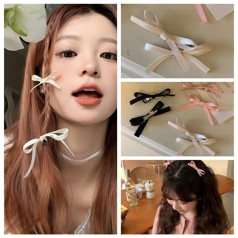 

1Pair Korean Balletcore Sweet Bow Hairpin Cute Girl Bowknot Hair Clip Princess Versatile Bang Clip Hair Accessories