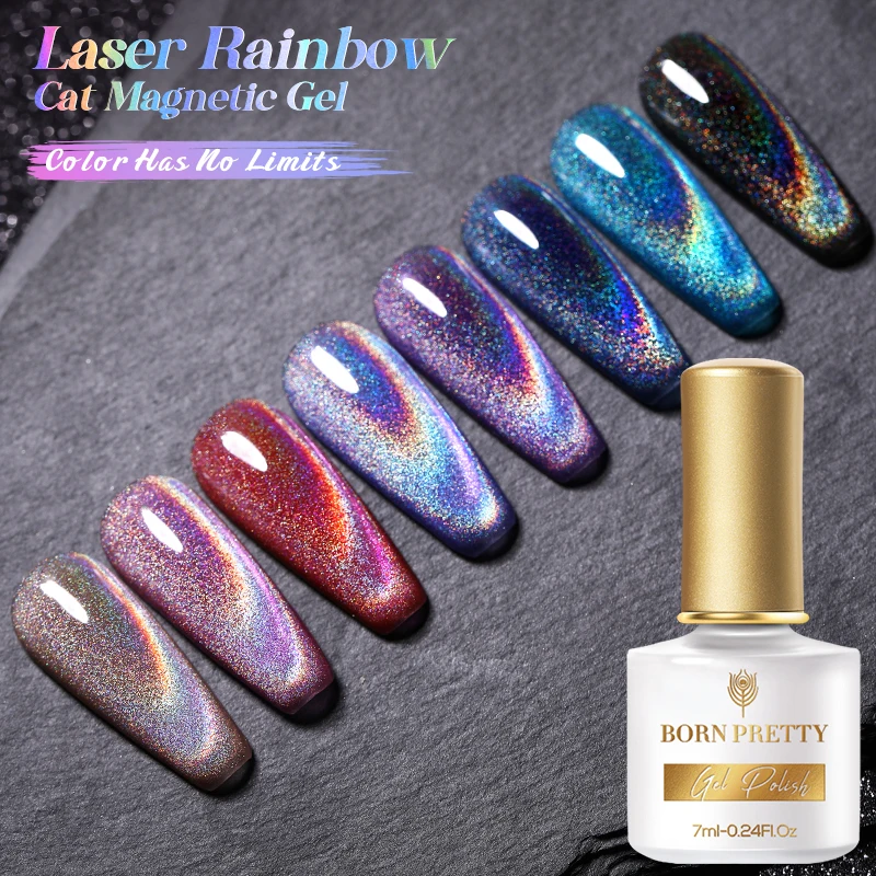 

BORN PRETTY 7ml Rainbow Cat Magnetic Gel Polish Sparkle Laser Nails Gel Soak Off Semi-permanent Gel Varnish for Nail