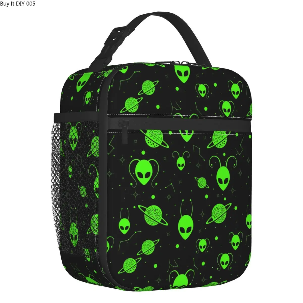 

Custom Wonderful Green Alien Universe Wondrous Cosmos With Planet Stars Lunch Bag Men Women Cooler Thermal Insulated Lunch Box