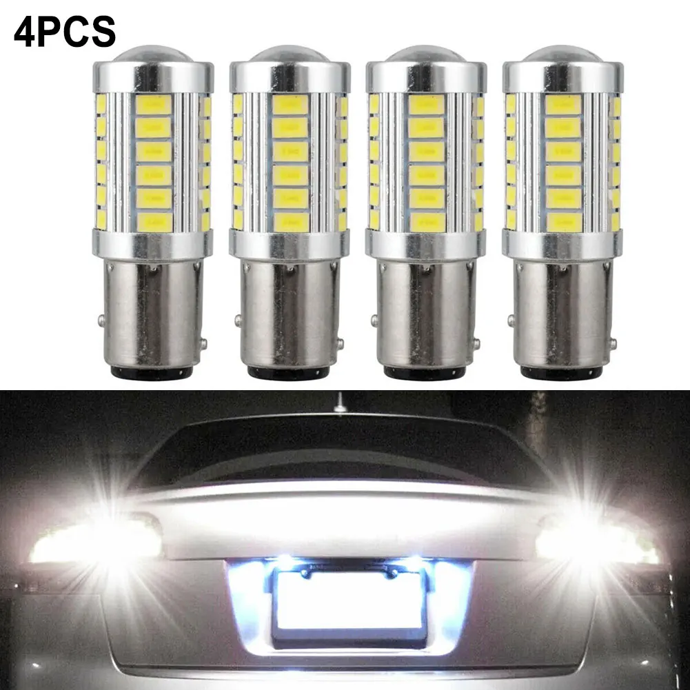

4pcs 1157 33-SMD LED Tail Brake Stop Reverse Parking Turn Signal Light Bulbs White 1142, 94, 3496, 2397, 2357ALL, 2057ALL,2057ST