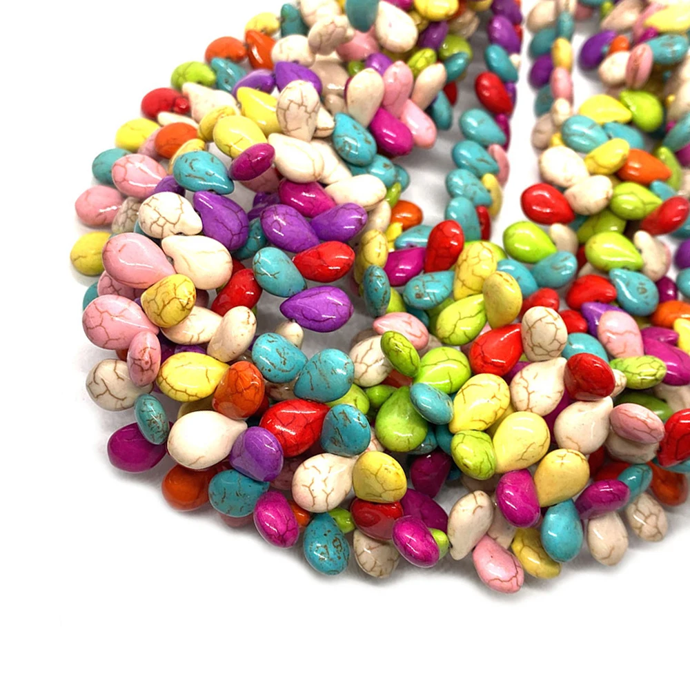 

Drop Shape Synthetic Colorful Pine Stone Beaded DIY Jewelry Handmade Making Necklace Bracelet Earrings Wind Chime Pendant Bead