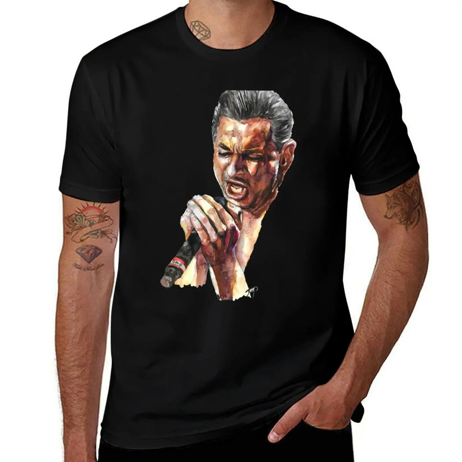 Фото Футболка Dave Gahan Watercolor, повседневная футболка для ежедневной носки №1