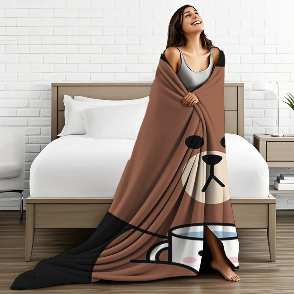 Cool Cute Brown Bear and Cony Blanket colchas matrimoniales - kuscheldecke narzuta na kanapę и sofa cama