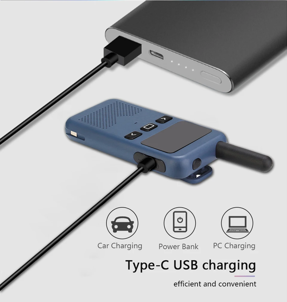Walkie Talkie  KaLaiSen D30 Mini Size USB Type C Phone PMR 446  Walkie-Talkies 2 PCS Two-way Radio Portable Radio PTT Hotel