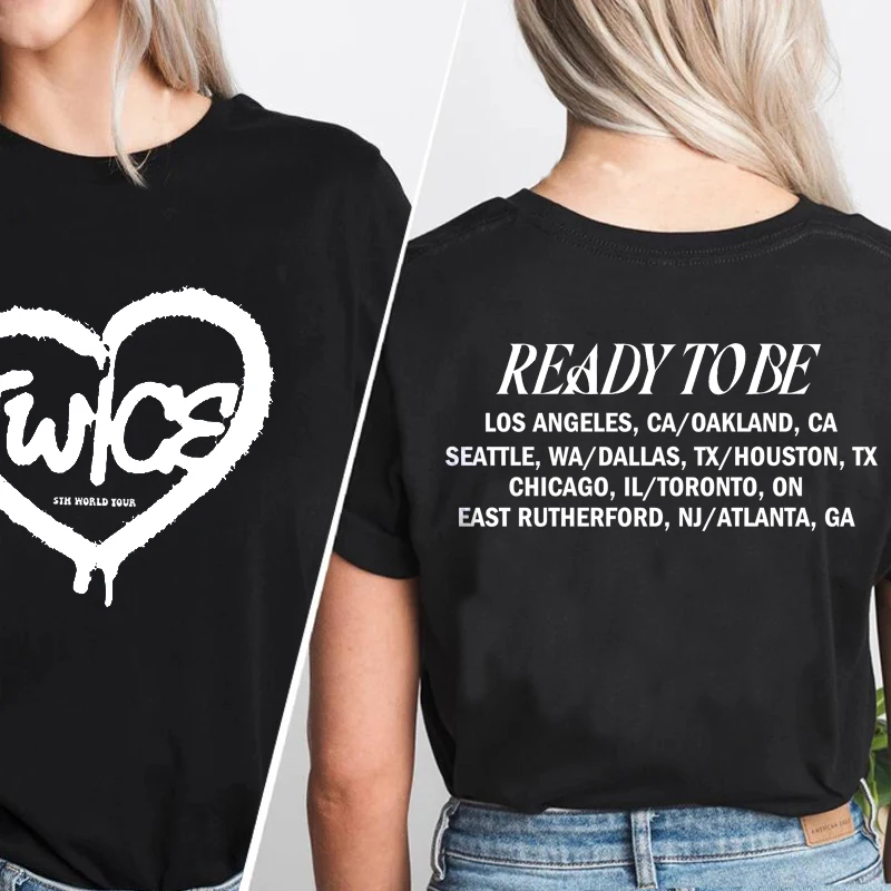 

Ready To Be Tour 2023 Twice T-Shirts Kpop Twice 5th World Tour T Shirt Funny Cotton O Neck Lady Clothes Short Sleeve Tees