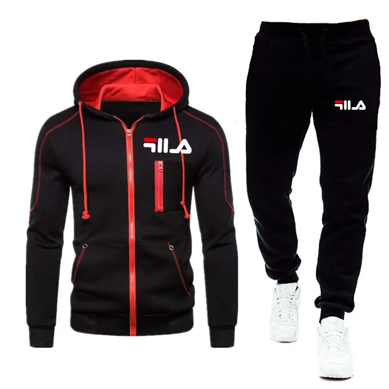 New autumn and winter men's cardigan zipper hoodie suit casual men's sportswear fashion youth fitness running sports coat