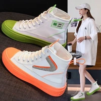 womens fashion 2022 vulcanized shoes woman sneakers new rainbow retro canvas shoes flat fashion comfortable high shoes women