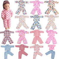 18 inch girls doll clothes kawaii print pajamas newborn baby toy accessories for 43cm boys american doll gifts c12