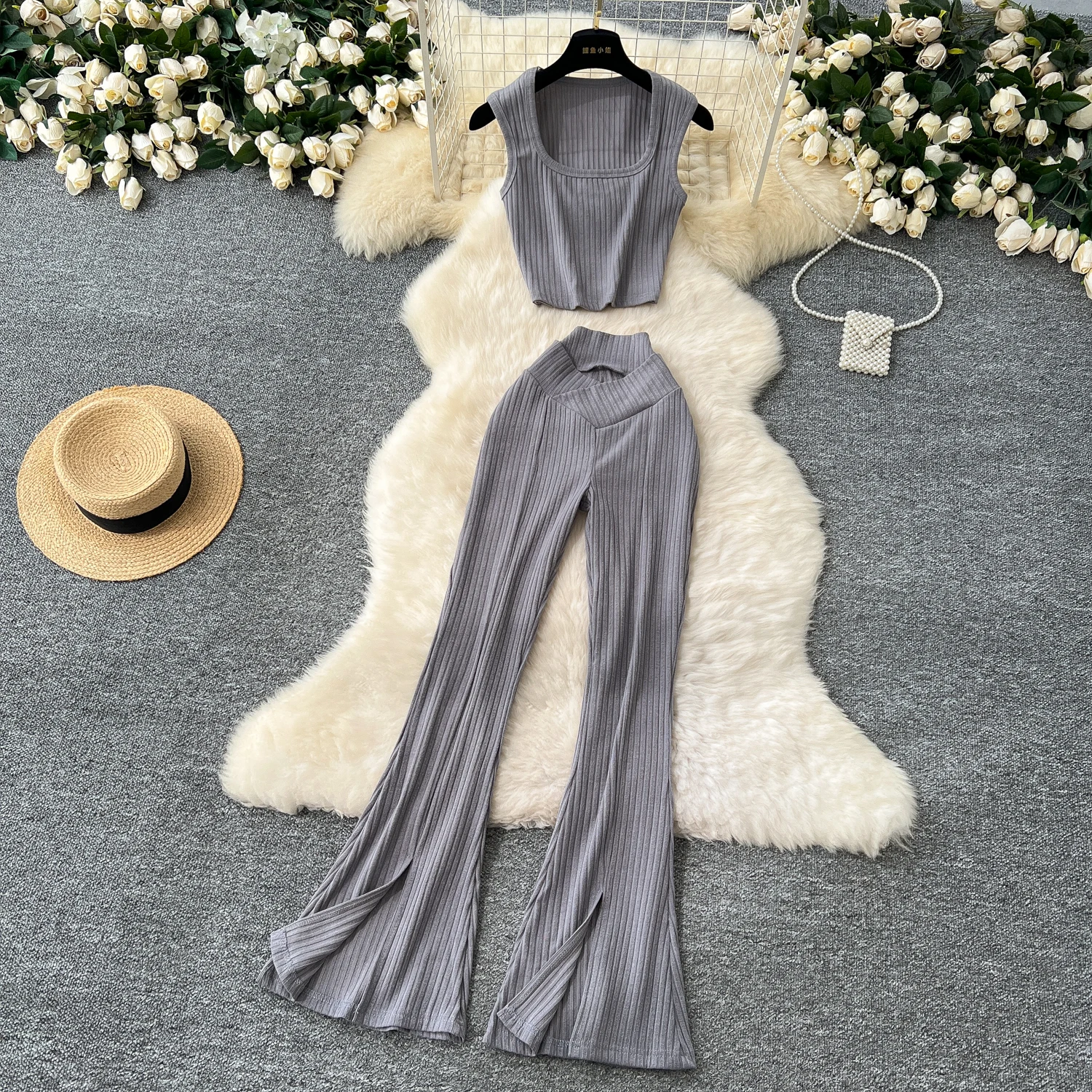 Шикарные женские комплекты из двух предметов с квадратным вырезом без рукавов