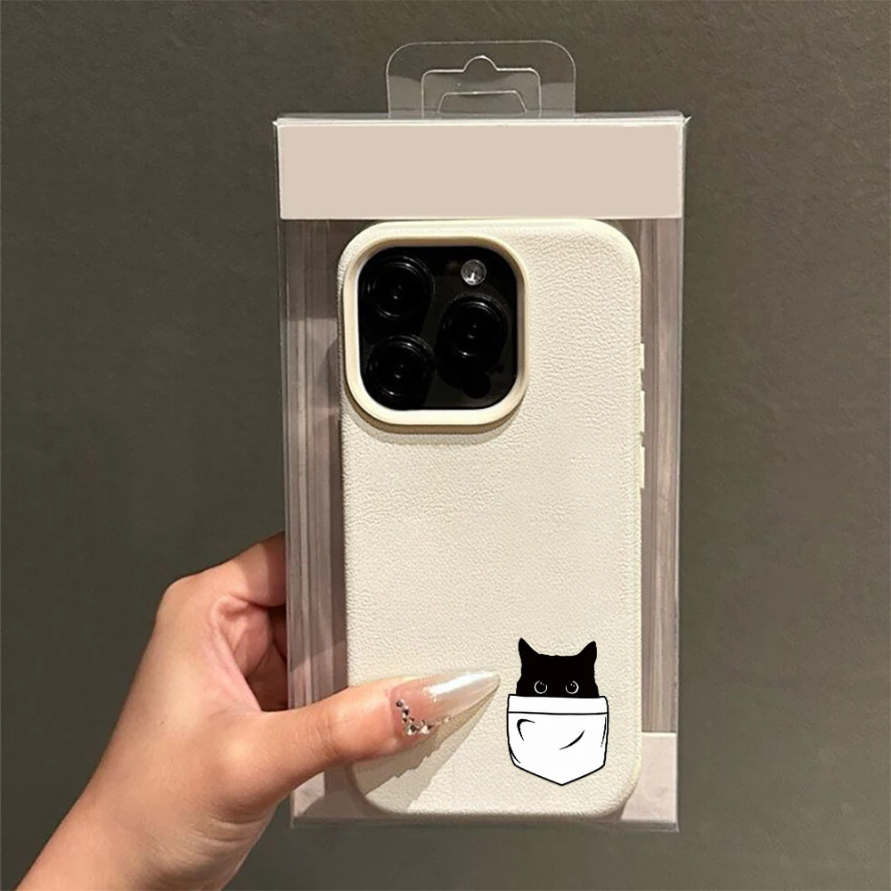Фото Милый чехол для iPhone 11 12 13 14 15 16 17 Pro Max Plus Air с креативным дизайном в виде черной кошки, мягкий чехол-накладка из поликарбоната №2