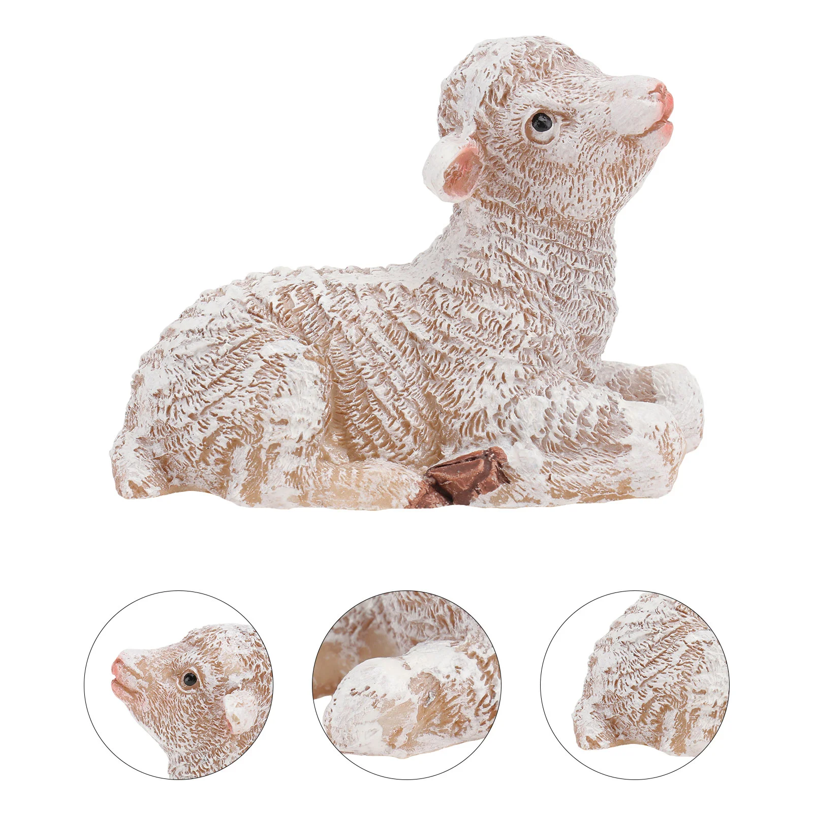 

2Pcs Adorable Lamb Decor Chic Craft Ornament Home Desktop Adornment Khaki