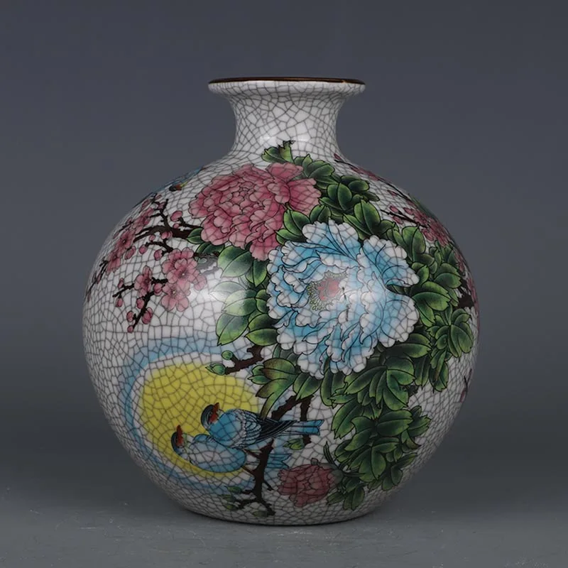 

Qianlong Antique Pastel Peony Porcelain Vase Jingdezhen Ceramic Vases Chinese Household Furnishing Living Room Ornaments Vase