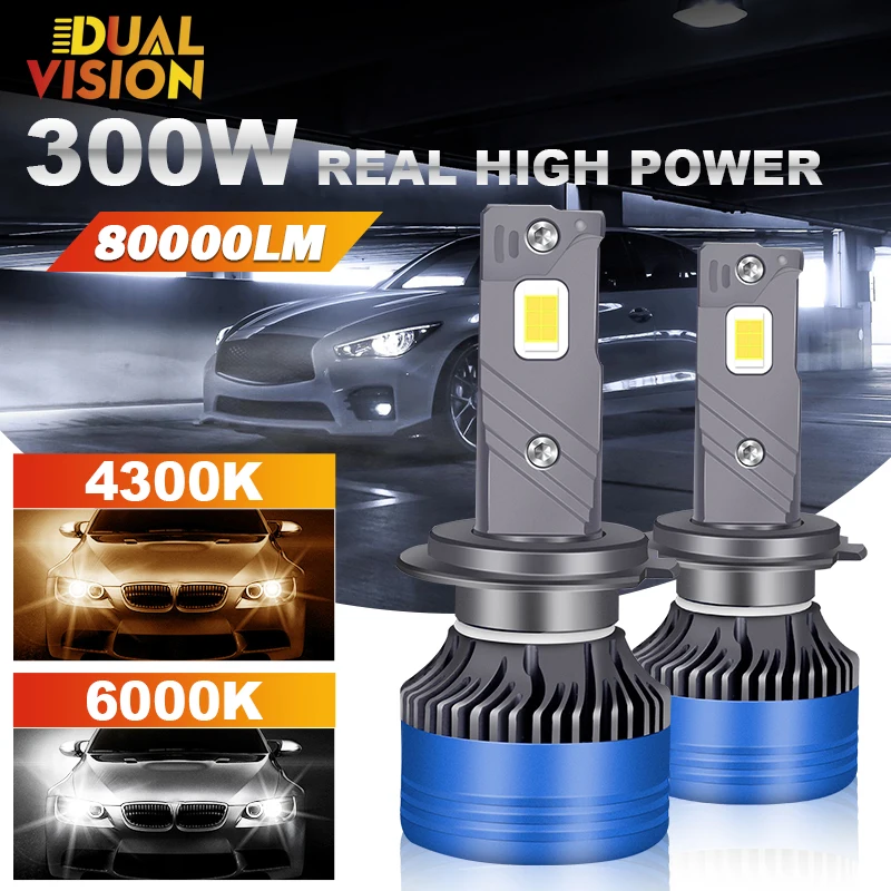 

Dualvision H7 LED 80000LM 300W Car Headlight K4C K4S 4300K 6000K LED H4 H11 H1 H8 H9 3570 CSP 9005 HB3 9006 HB4 9012 HIR2 Canbus