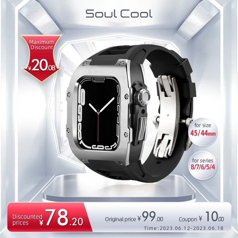 For Apple Watch 316L Stainless Steel Luxury Modification Mod Kit  Protective Retrofit Housing 44MM 45MM Watch SE  5 6 7 8 Series