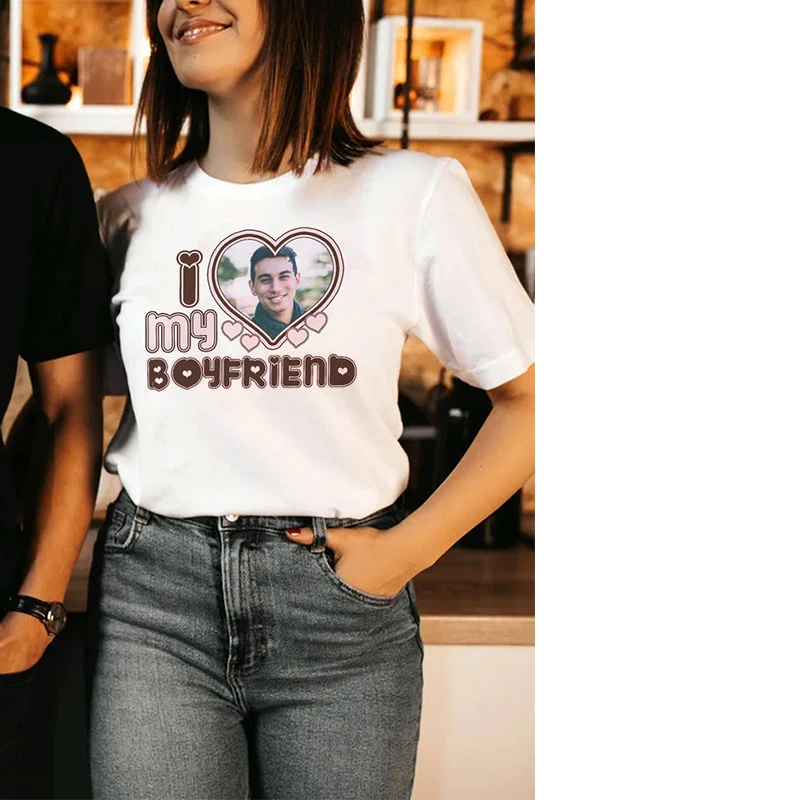 Футболка женская хлопковая с надписью I Love My Boy Girl