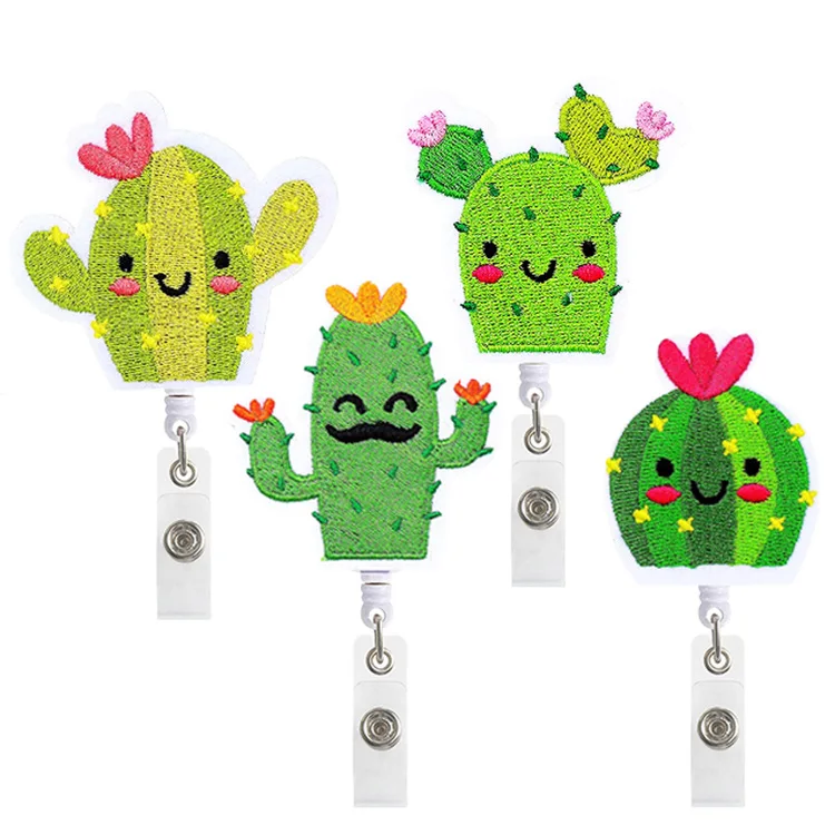 

Cute Cactus Retractable Nurse Badge Reel Clip Badge Holder Students Doctor Id Card Holder Teachers Office Supplies