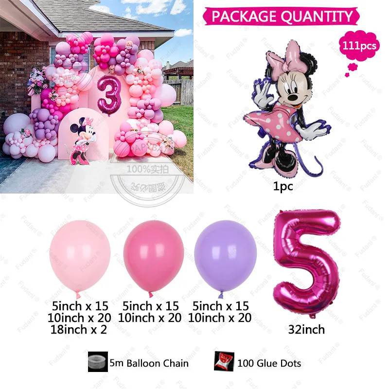 Мини-мышь 32-дюймовые воздушные шары искусственная гирлянда с розовыми цифрами
