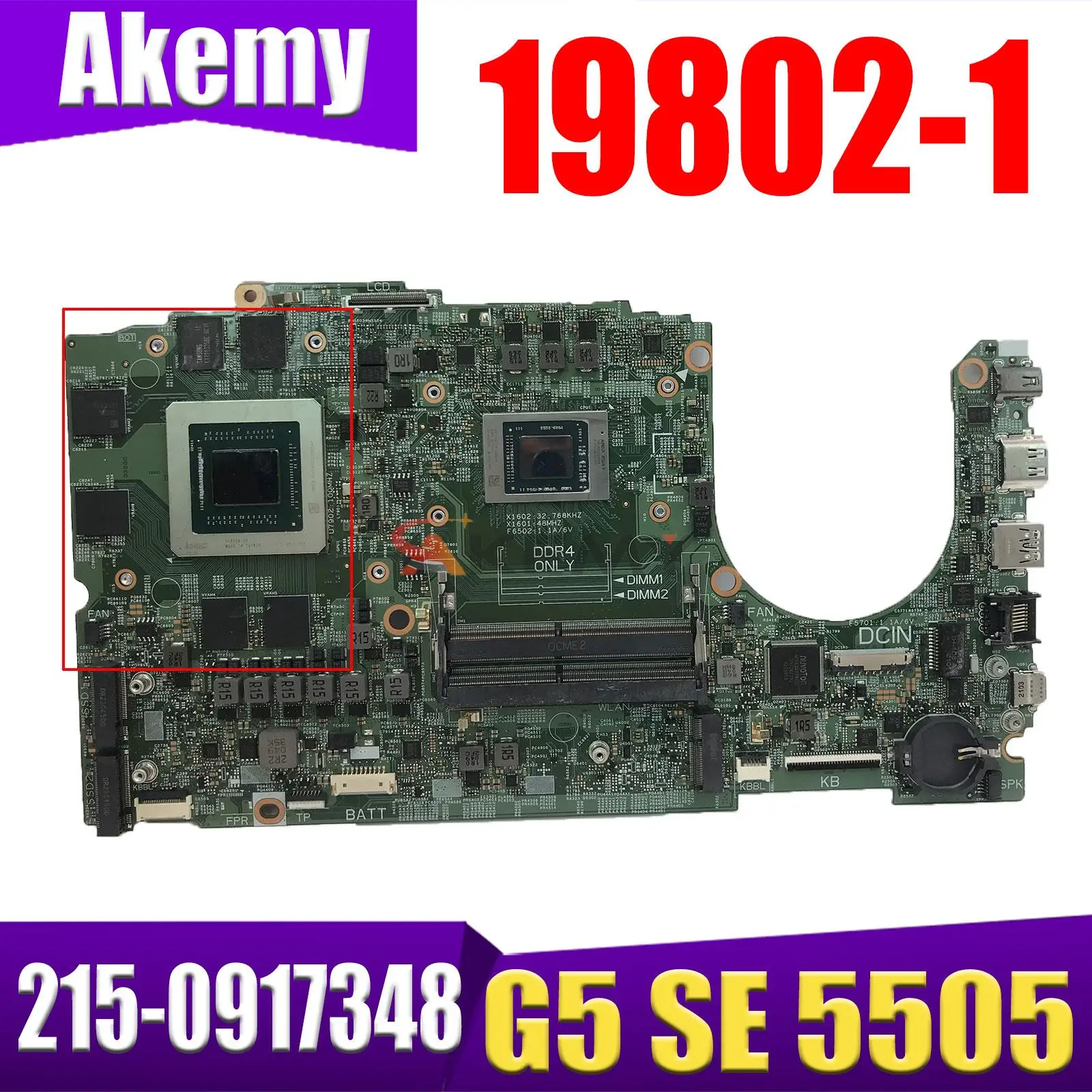 

Exchange!CN-0NCW8W 0NCW8W NCW8W High Quality Mainboard For DELL G5 SE 5505 Laptop Motherboard 19802-1 With 215-0917348 GPU