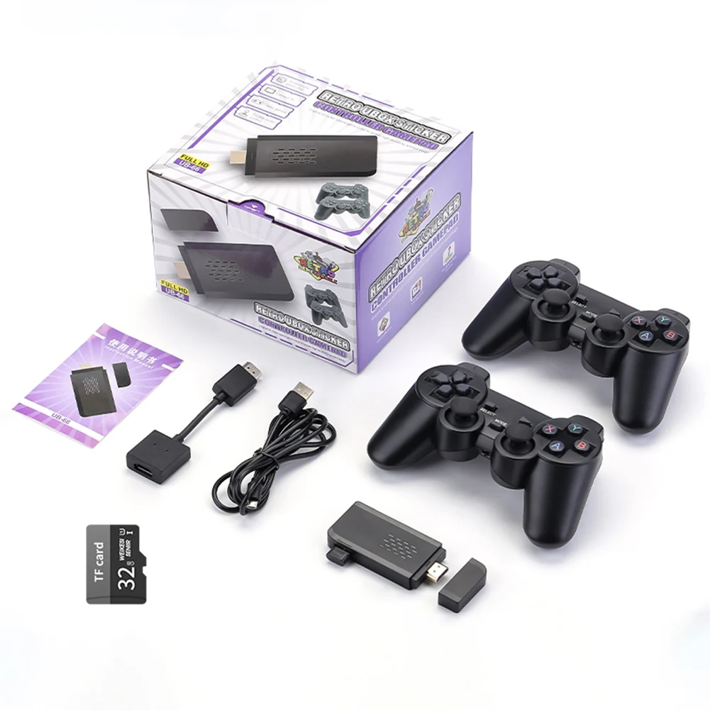 

32G/64G Video Game Console Stick 2.4G Wireless Gamepad Controller HDMI-compatible HD Output for Kids Holiday Birthday Gift