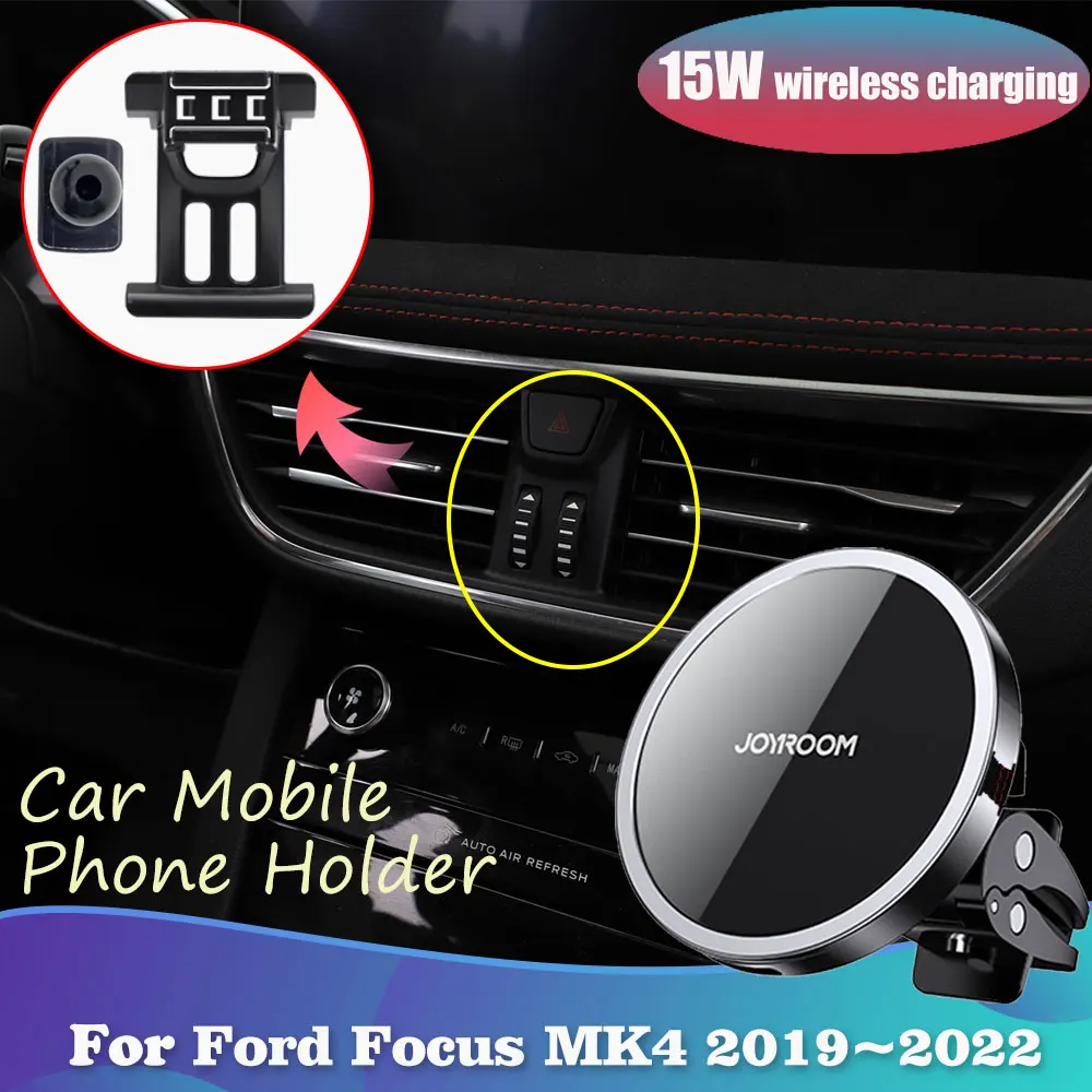 

15W Car Phone Holder for Ford Focus MK4 ST-Line 2019 2020 2021 2022 Magnetic Support Wireless Charging Sticker Accessorie iPhone