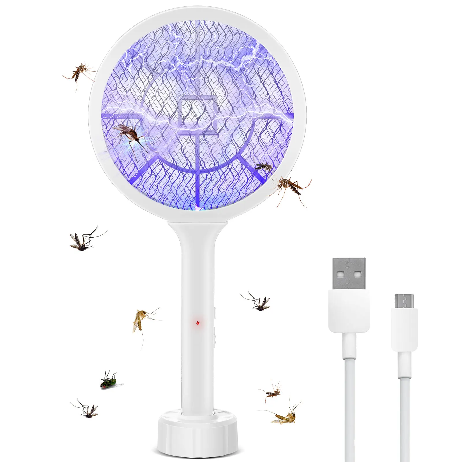 

3000V Electric Insect Racket Swatter Zapper USB Rechargeable Summer Mosquito Swatter Kill Fly Bug Zapper Killer Trap