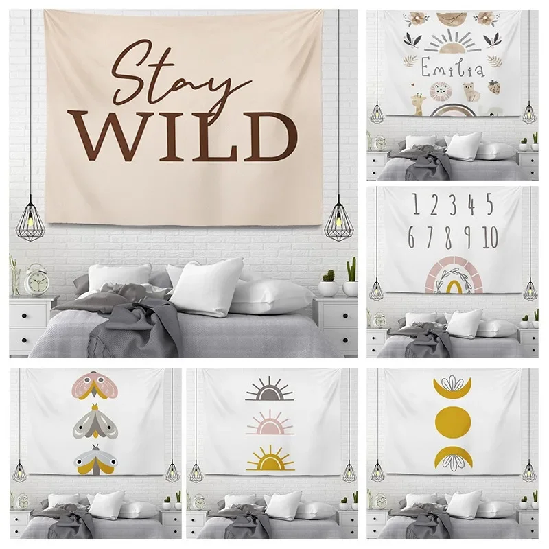 Настенный гобелен с растениями эстетическое украшение для домашней комнаты