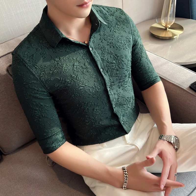 

2023 Brand Clothing Men's Summer High Quality Short Sleeve Shirts/Male British Business Shirt Camisa Plus size S-4XL