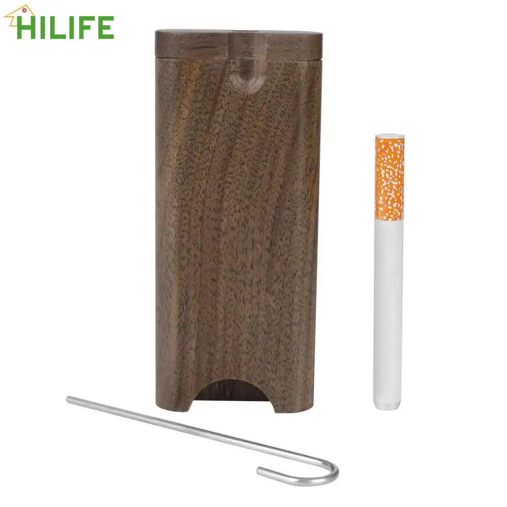 

Wood Smoking Dugout Cleaning Tool One Ceramic Hitter Pipe Handmade Cigarette Tobacco Storage Cigarettte Holder Accessories