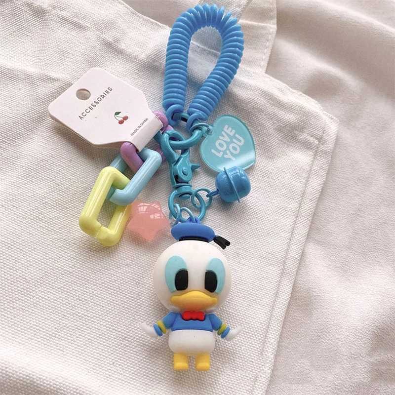 Disney Mickey Mouse Keychain Ladies Fashion Cute Romantic Vintage Acrylic Keychain Charm Korea 90s Aesthetic Bag Phone Chain New