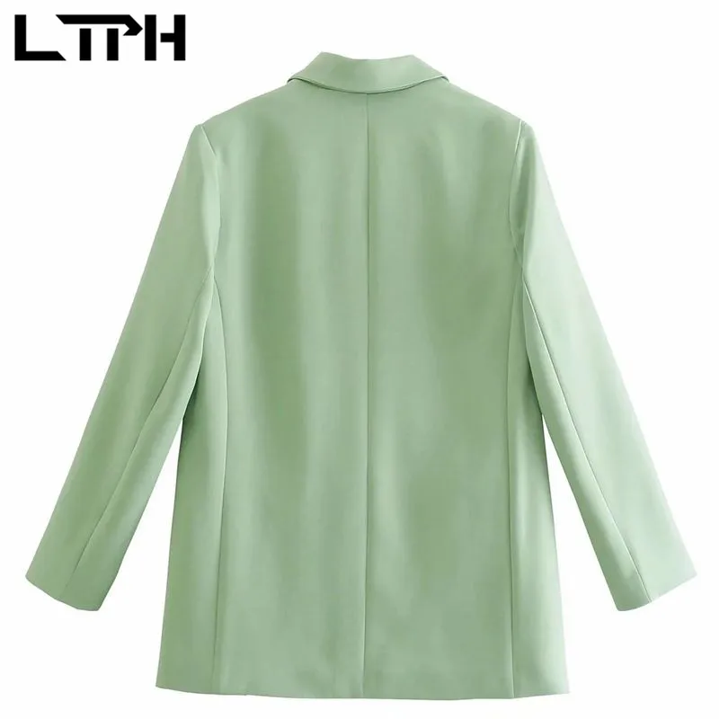 LTPH loose casual blazer women single button long sleeve mid-length Pockets Office Ladies Jackets thin Suit Coat 2023 Summer New