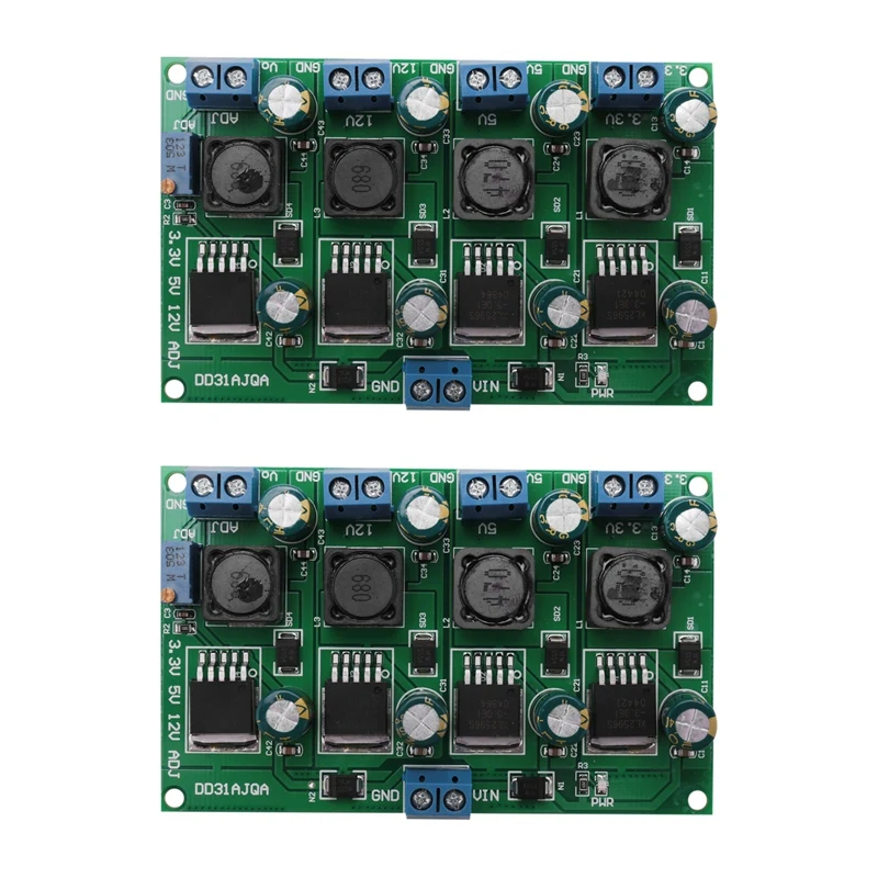 

2X 3A 4 Channels Multiple Switching Power Supply Module 3.3V 5V 12V ADJ Output DC DC Step-Down Buck Converter Board