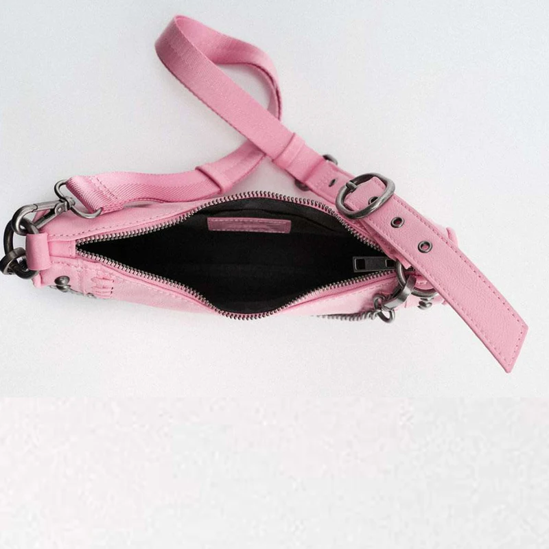 brand rock chain shoulder crossbody bag for women rivet leather underarm bags ladies locomotive style punk handbags purses 2022 free global shipping