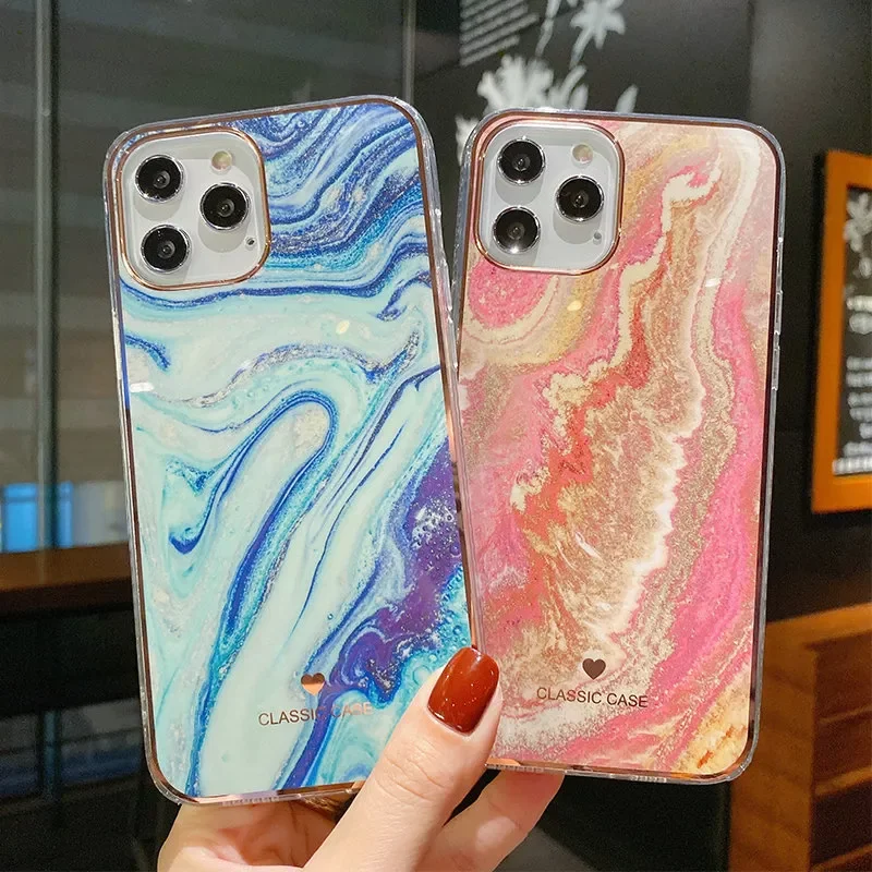 

2022 Trend For iPhone 11 12 13 Pro Max XR XS Max X 7 8 Plus 13 Pro Shockproof Bumper Back Cover Gradient Marble Texture Phone C