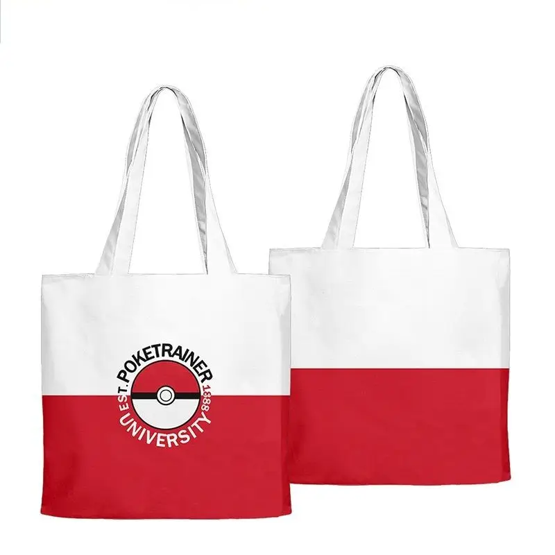 

Anime Pokemon Pikachu Canvas Bag Cute Poke Ball Student Portable Kawaii Backpack Shopping Tote Kids Toys Gifts for Friend