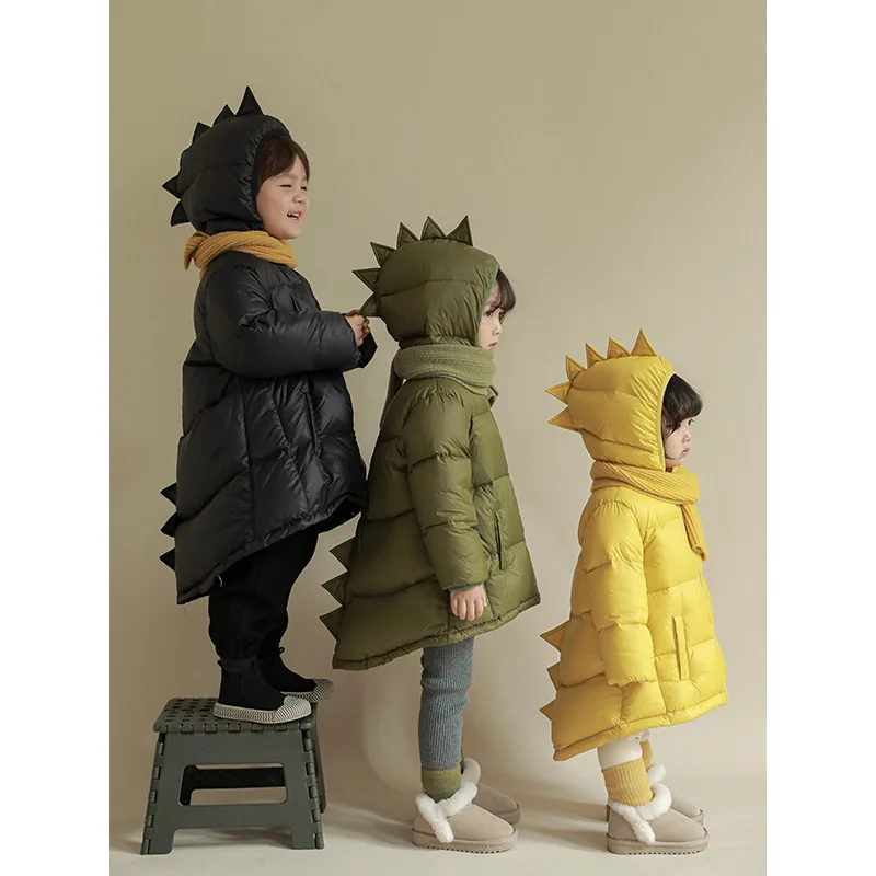 

Winter Kids Boys Girls 90% Duck Down Warm Coat Children Thicken Coat Cartoon Dinosaur Style Warm Jacket Baby Warm Outwear 0-6Y