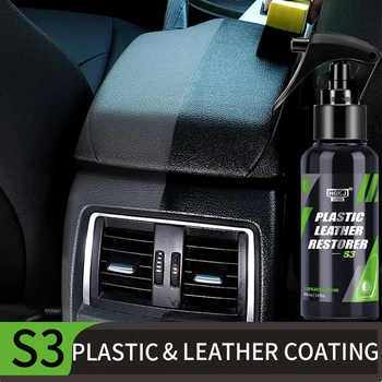Car Plastic Restorer Polish Leather Cleaner Spray Back To Black Gloss Hgkj S3 50ml Interior Plastic Renovator Car Accessories 1