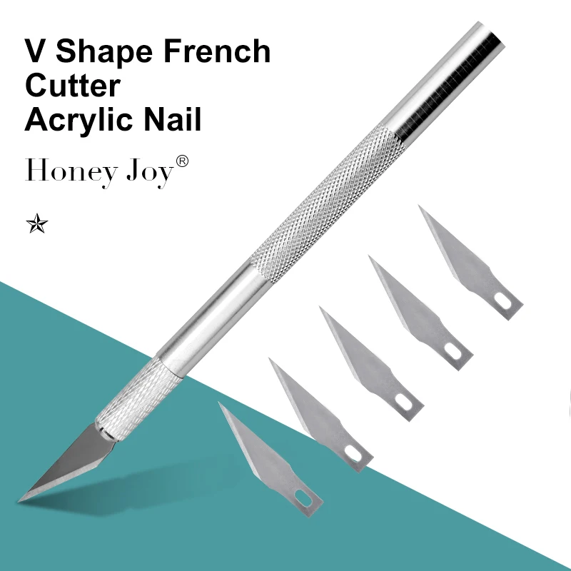 

Smile Line Cutter Edge Manicure with 1 Handles French Tip Cutting Knife and 5 Spare Blades for Acrylic Nails